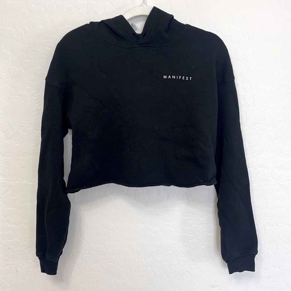 Women’s Black Manifest Cropped Hoodie Size Small - Picture 1 of 7